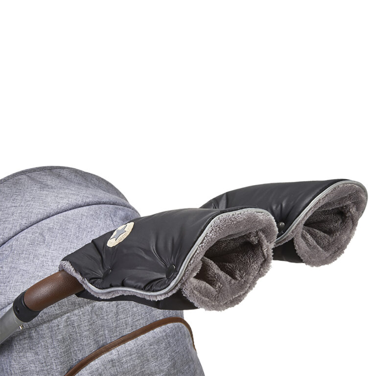 rukavice na kočár Mazlík černá-logo/šedá