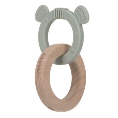 Teether Ring 2in1 Wood/Silikone Little Chums cat  (73162.01)
