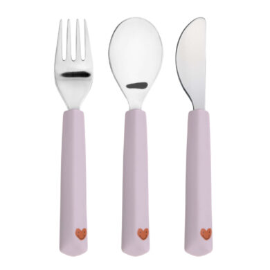 Cutlery with Silicone Handle 3pcs Happy Rascals Heart lavender  (72401.01)