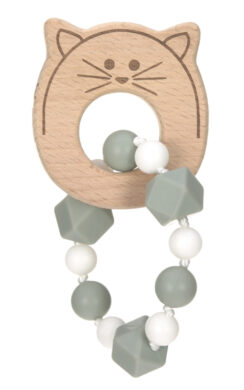 Teether Bracelet Wood/Silicone Little Chums cat  (7315.001)