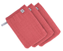 Muslin Wash Glove Set 3 pcs rosewood - umývacie rukavice