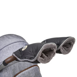 rukavice na kočár Mazlík černá-logo/šedá - rukavice