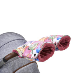 rukavice na kočár tisk Mazlík 2022 růžová kytky/starorůžová - rukavice