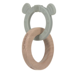 Teether Ring 2in1 Wood/Silikone Little Chums cat - kousátko