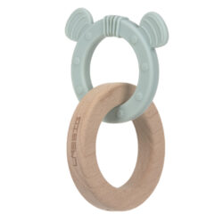 Teether Ring 2in1 Wood/Silicone 2023 Little Chums dog - kousátko