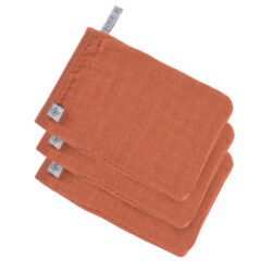 Muslin Wash Glove Set 3 pcs rust - mycí rukavice