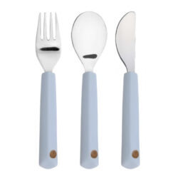 Cutlery with Silicone Handle 3pcs Happy Rascals Smile sky blue - detsk prbor