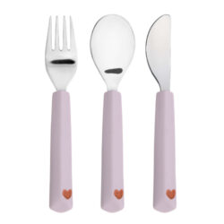 Cutlery with Silicone Handle 3pcs Happy Rascals Heart lavender - dětský příbor