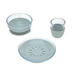 Dish Set Glass/Silicone blue - set riadu